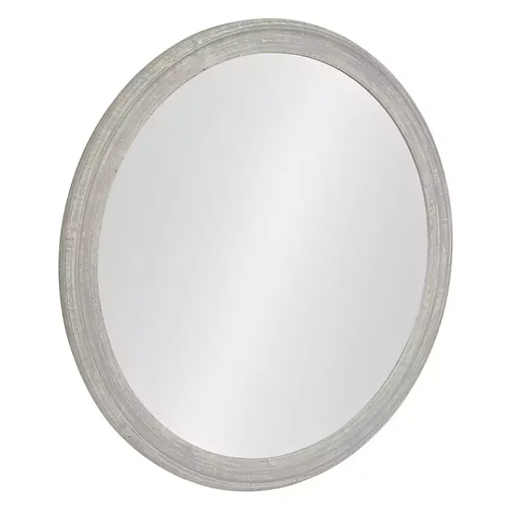 Decorative Mirrors-Kirklands Home Round Gray Mansell Wood Wall Mirror
