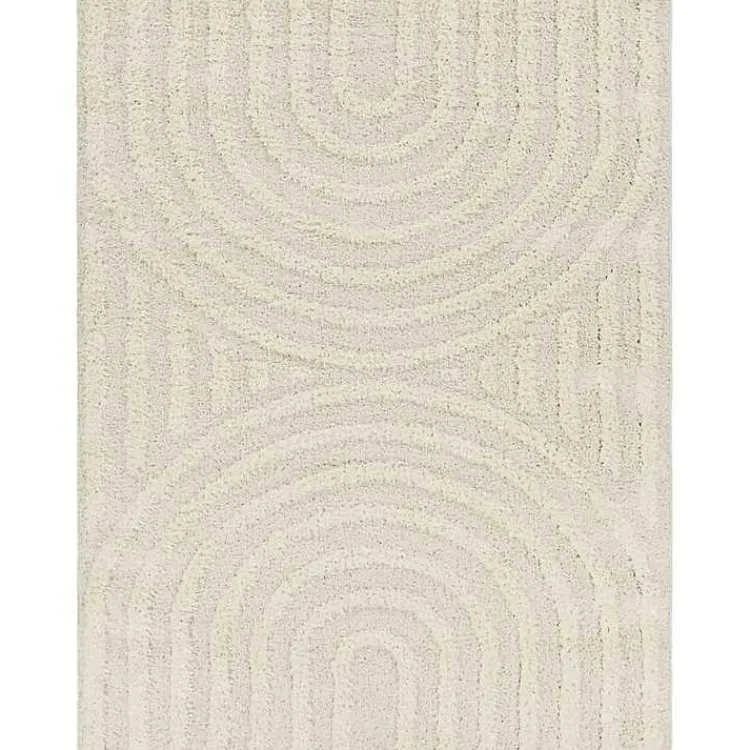 Area Rugs-Kirklands Home Cream Modern Curve Area Rug, 6x9 Ivory