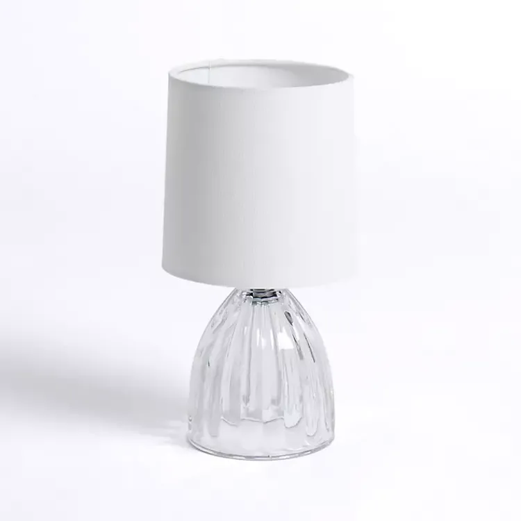 Table Lamps-Kirklands Home Clear Glass Ribbed Dome Mini Table Lamp White