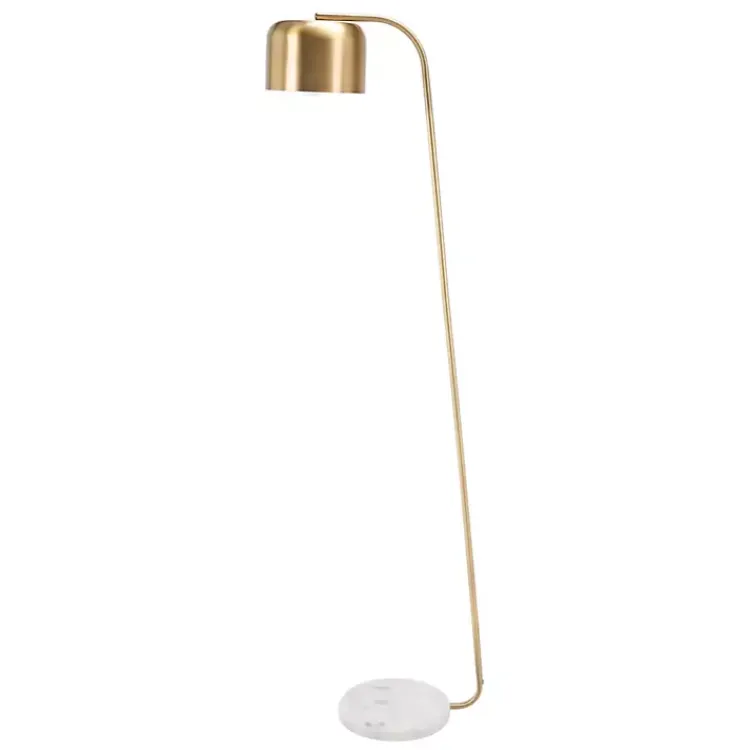 Floor Lamps-Kirklands Home Slanted Modern Floor Lamp with Marble Base Gold