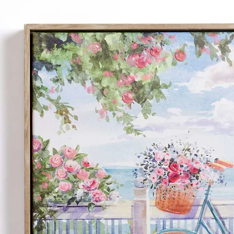 Canvas Art-Kirklands Home Bike on the Boardwalk Framed Canvas Art Print Multi