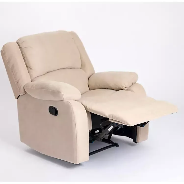 Accent Chairs-Kirklands Home Oatmeal Performance Fabric Barrett Recliner Tan
