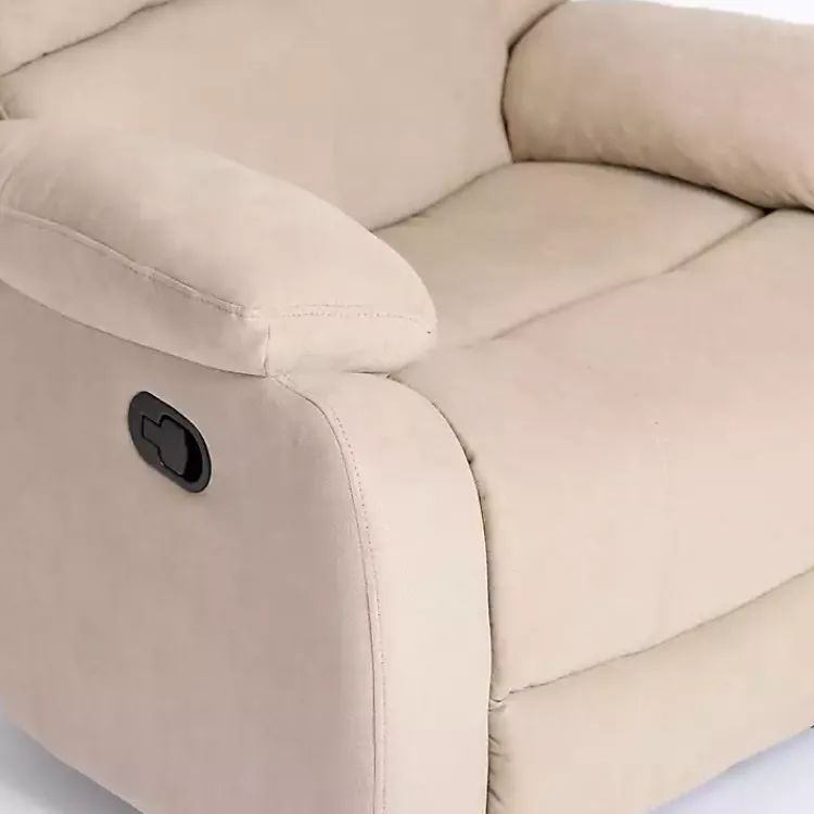 Accent Chairs-Kirklands Home Oatmeal Performance Fabric Barrett Recliner Tan