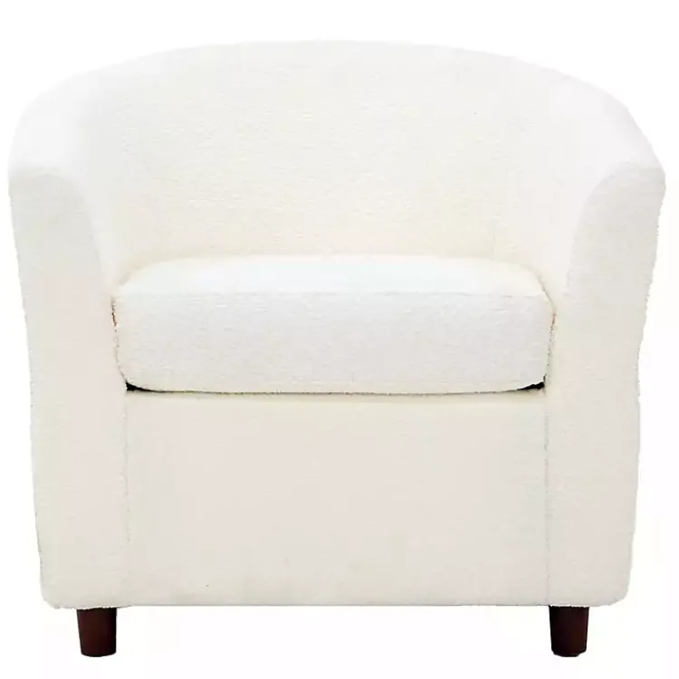 Accent Chairs-Kirklands Home Boucle Parker Club Chair Ivory