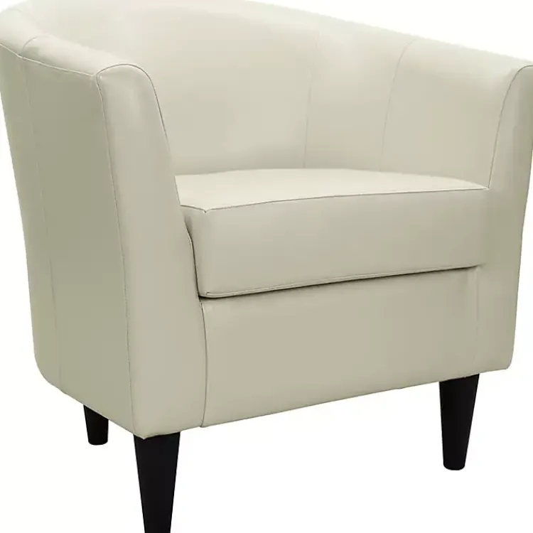 Accent Chairs-Kirklands Home Leatherette Windsor Accent Chair Ivory