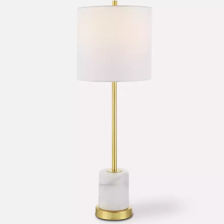 Buffet Lamps-Kirklands Home Marble and Gold Turret Buffet Lamp White