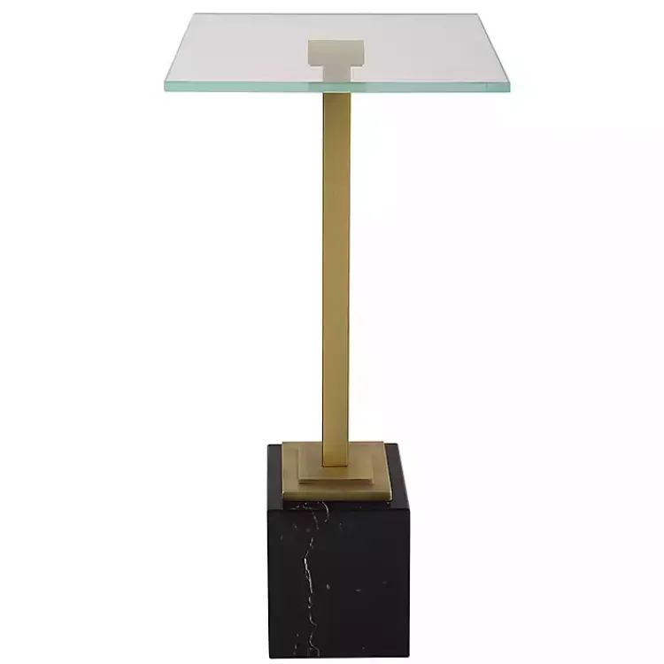 Accent & End Tables-Kirklands Home Square Glass and Marble Accent Table Black