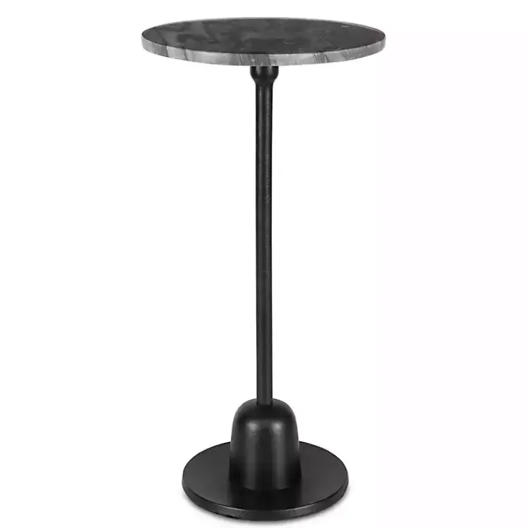 Accent & End Tables-Kirklands Home Round Geller Marble Accent Table Black