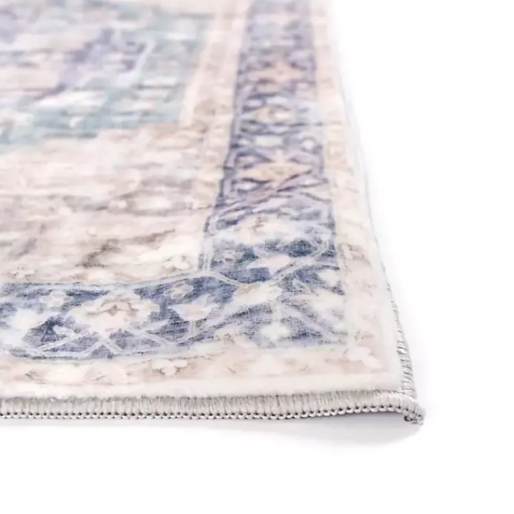 Area Rugs-Kirklands Home Lara Blue Medallion Washable Runner, 2x7