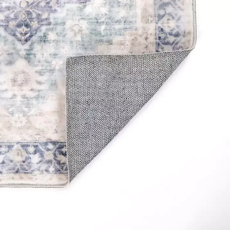 Area Rugs-Kirklands Home Lara Blue Medallion Washable Runner, 2x7