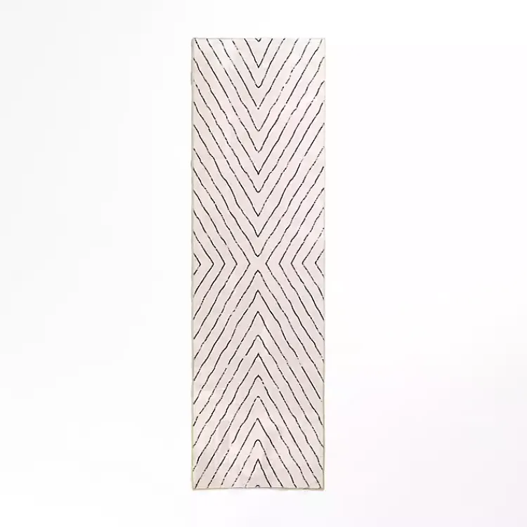 Area Rugs-Kirklands Home Julia Black and White Washable Runner, 2x7