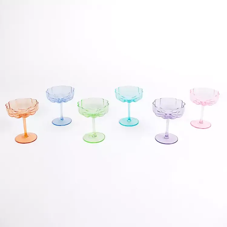 Glassware & Drinkware-Kirklands Home color Floral Coupe Glasses, Set of 6 Multi