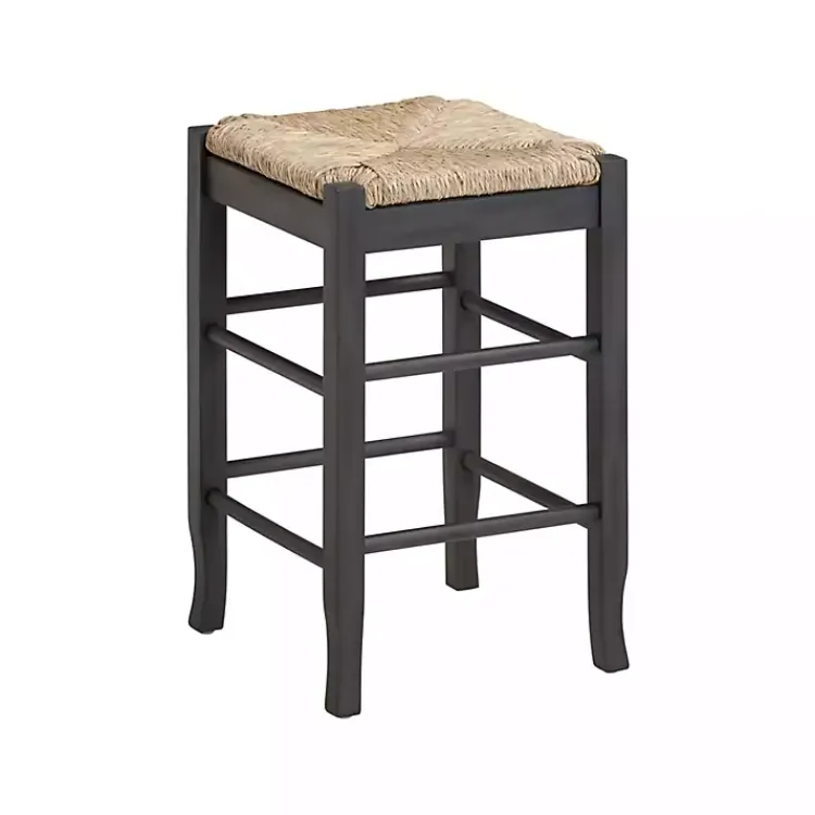 Bar Stools & Counter Height Stools-Kirklands Home Handwoven Square Wooden Counter Stool Gray
