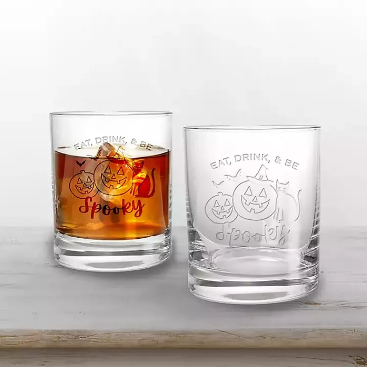 Glassware & Drinkware-Kirklands Home Be Spooky Halloween Whiskey Glasses, Set of 2 Clear
