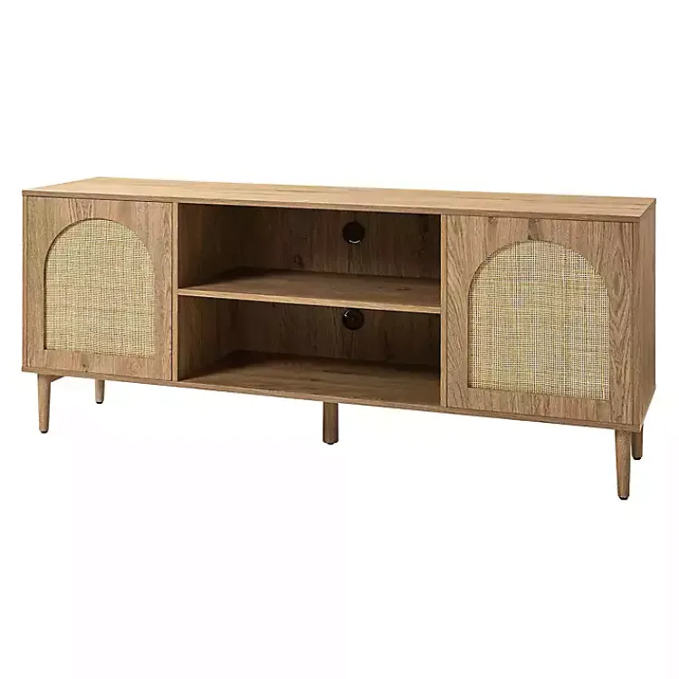 Tv Stands & Media Consoles-Kirklands Home Oak and Natural Rat Media Cabinet Tan