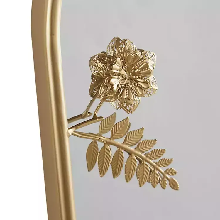 Decorative Mirrors-Kirklands Home Gold Adaline Floral Arched Wall Mirror