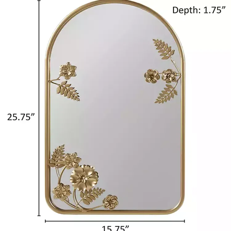 Decorative Mirrors-Kirklands Home Gold Adaline Floral Arched Wall Mirror