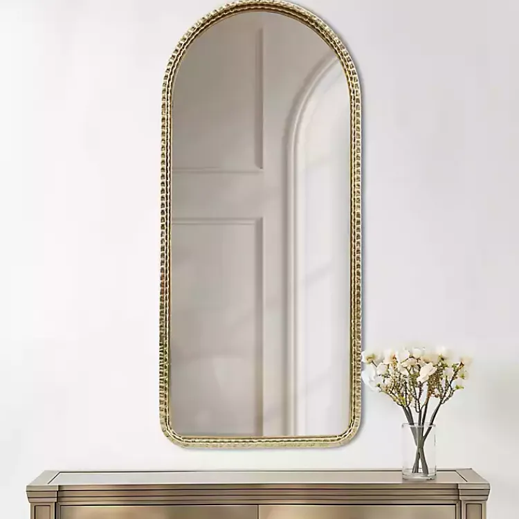 Decorative Mirrors-Kirklands Home Gold Mia Textured Arch Wall Mirror