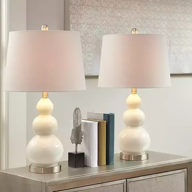 Table Lamps-Kirklands Home Glass Covey Table Lamps, Set of 2 White