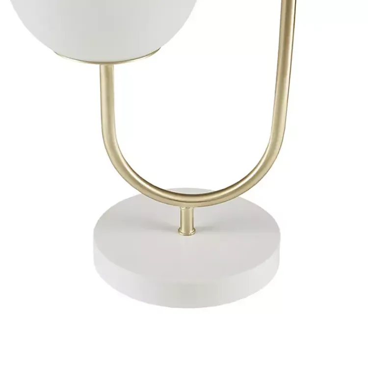 Table Lamps-Kirklands Home Gold Metal 2-Light Zusa Modern Table Lamp White