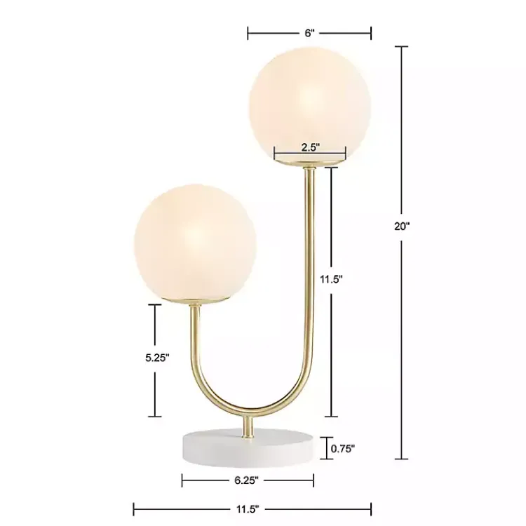 Table Lamps-Kirklands Home Gold Metal 2-Light Zusa Modern Table Lamp White