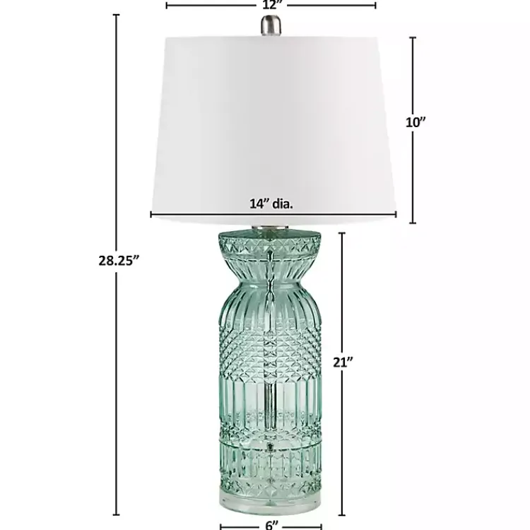 Table Lamps-Kirklands Home Aqua Textured Glass Luxuria Table Lamp Blue