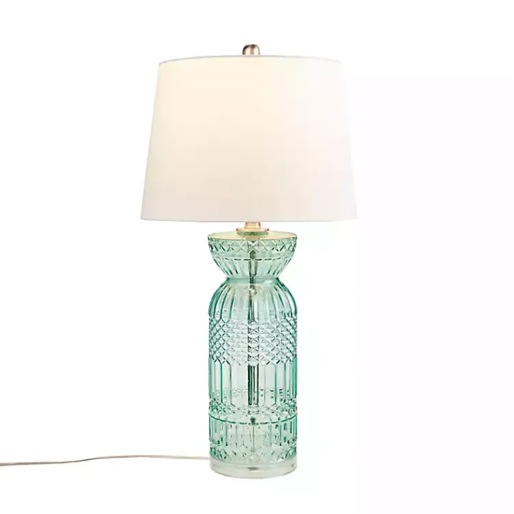 Table Lamps-Kirklands Home Aqua Textured Glass Luxuria Table Lamp Blue