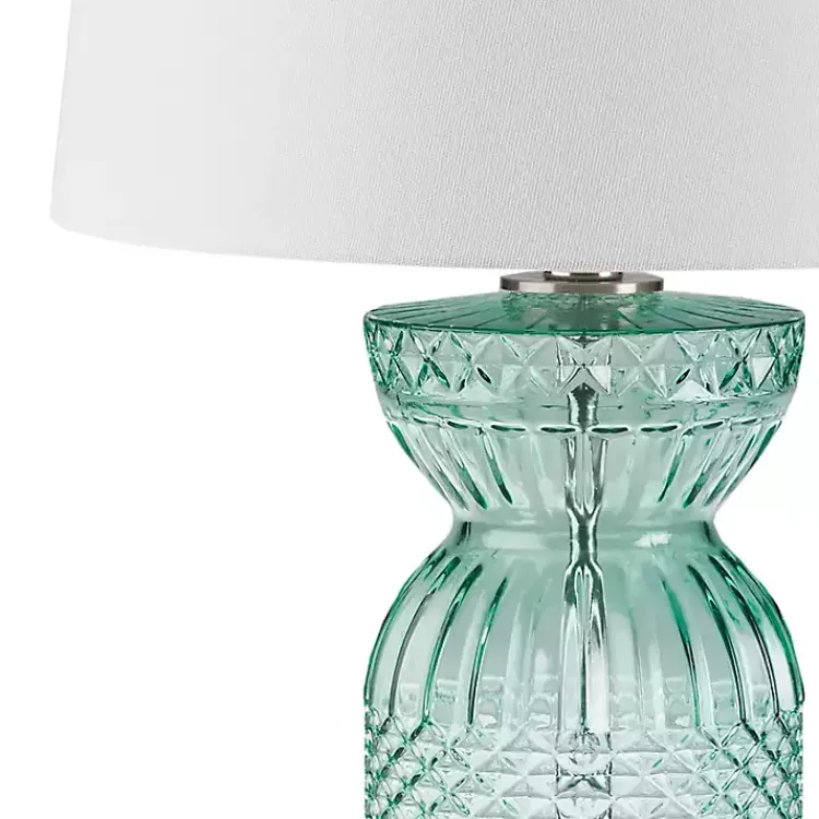 Table Lamps-Kirklands Home Aqua Textured Glass Luxuria Table Lamp Blue