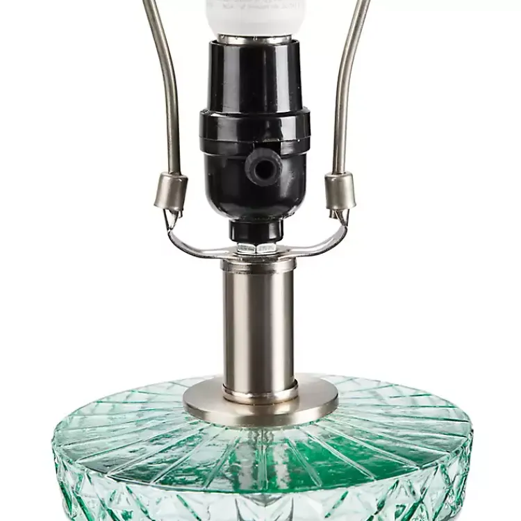 Table Lamps-Kirklands Home Aqua Textured Glass Luxuria Table Lamp Blue