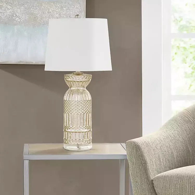 Table Lamps-Kirklands Home Antique Textured Glass Luxuria Table Lamp Silver