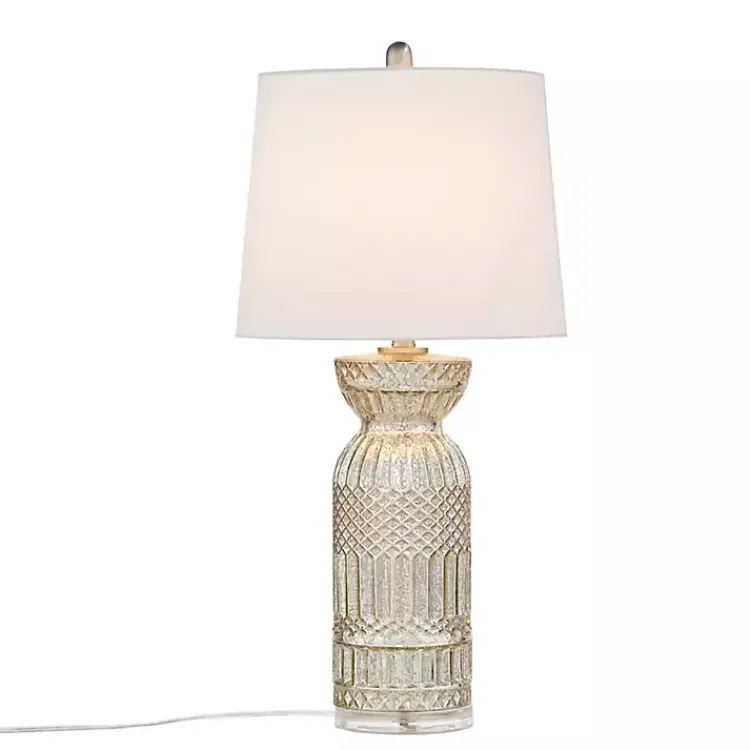 Table Lamps-Kirklands Home Antique Textured Glass Luxuria Table Lamp Silver