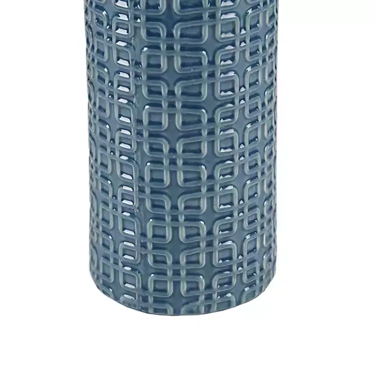 Table Lamps-Kirklands Home Blue Geometric Ceramic Table Lamp White