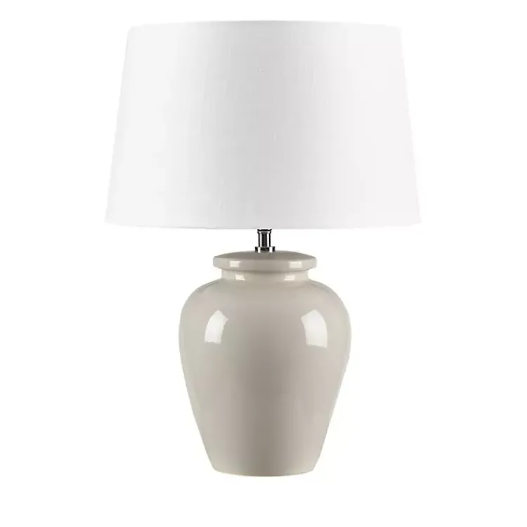 Table Lamps-Kirklands Home Cream Glazed Ceramic Anzio Table Lamp White