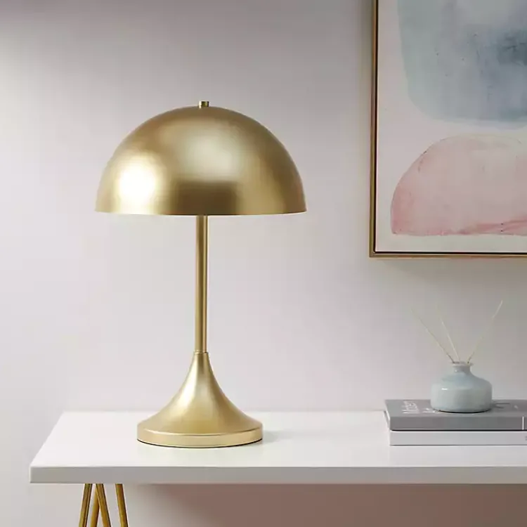 Table Lamps-Kirklands Home Metal 2-Light Dome Table Lamp Gold