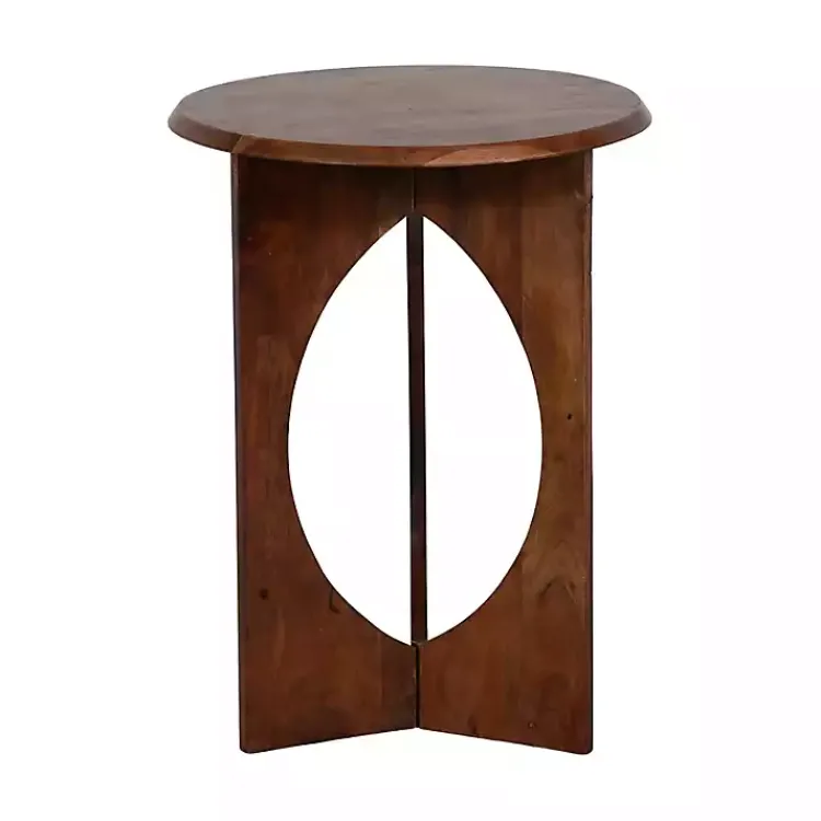 Accent & End Tables-Kirklands Home Walnut Cut-Out Round Accent Table Brown