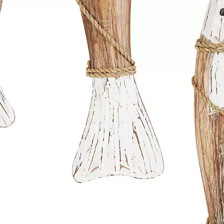 Wall Plaques-Kirklands Home White Wood Fish Hanging Wall Plaques, Set of 3