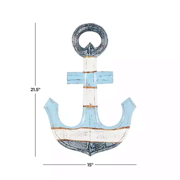 Wall Plaques-Kirklands Home Blue and White Anchor Wall Plaque