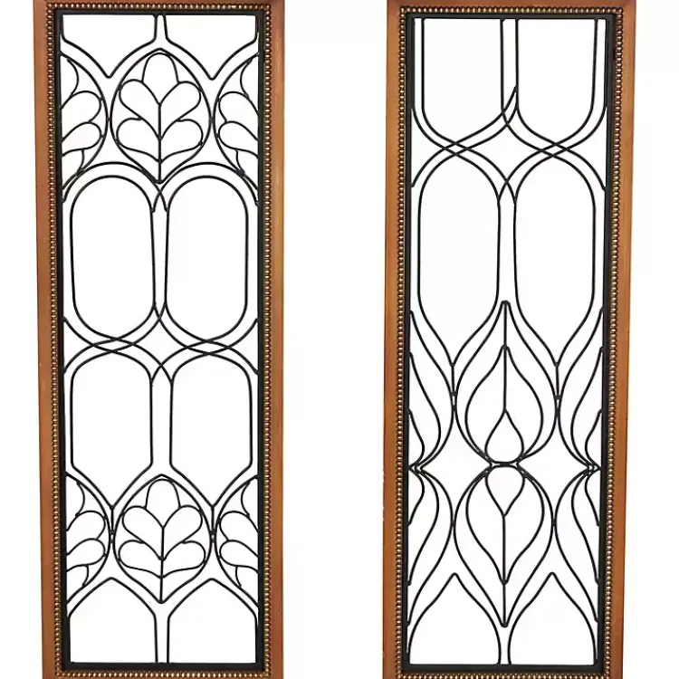 Wall Plaques-Kirklands Home Wood and Metal Wire Wall Plaques, Set of 2