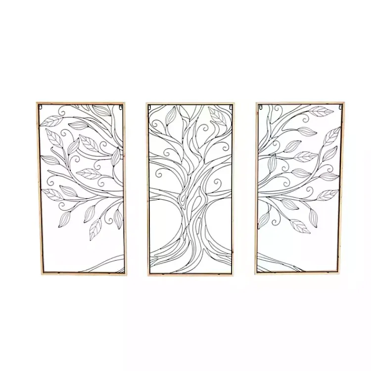 Wall Plaques-Kirklands Home Metal Wire Tree Panel Wall Plaques, Set of 3