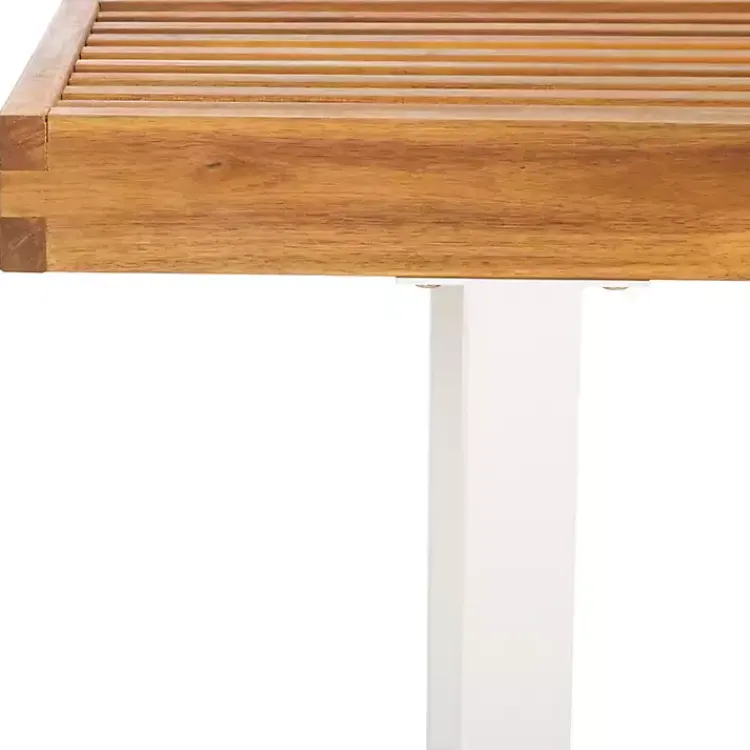 Outdoor Seating-Kirklands Home Acacia Wood and Metal Monti Outdoor Bench White