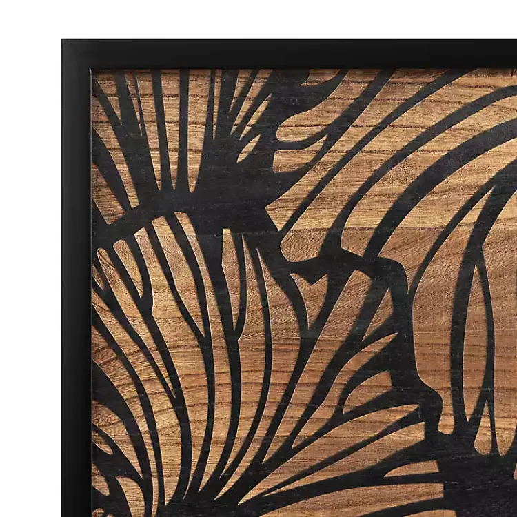 Wall Plaques-Kirklands Home Black and Natural Wood Botanical Wall Plaque