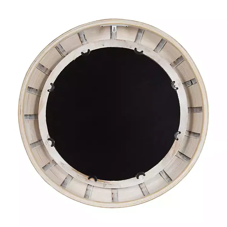 Decorative Mirrors-Kirklands Home Light Wood Beaded Joan Round Wall Mirror