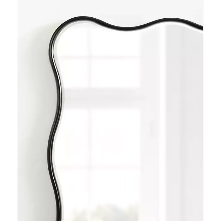 Decorative Mirrors-Kirklands Home Black Wavy Beveled Rectangular Wall Mirror