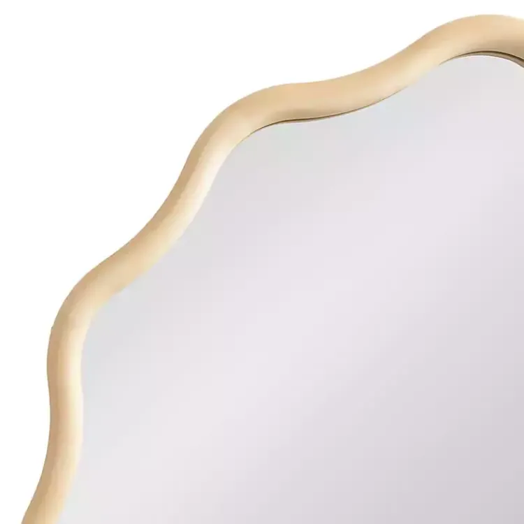 Decorative Mirrors-Kirklands Home Natural Wavy Scallop Round Wall Mirror Tan