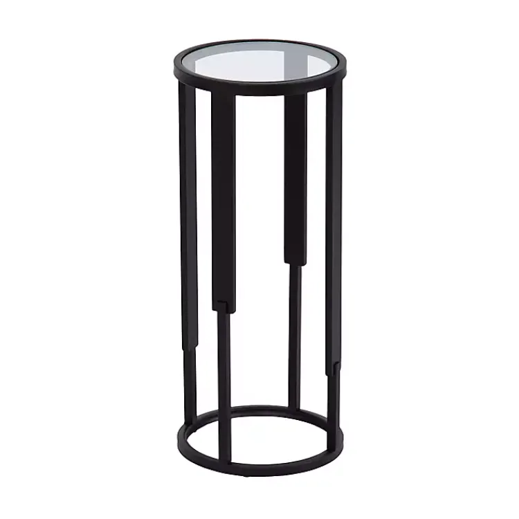 Accent & End Tables-Kirklands Home Metal & Glass Ravalli Drink Table Black
