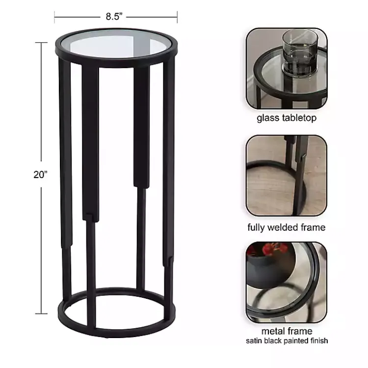Accent & End Tables-Kirklands Home Metal & Glass Ravalli Drink Table Black