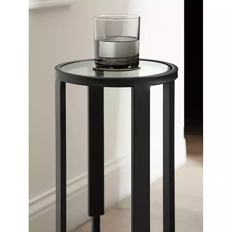 Accent & End Tables-Kirklands Home Metal & Glass Ravalli Drink Table Black
