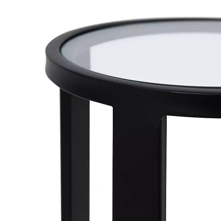 Accent & End Tables-Kirklands Home Metal & Glass Ravalli Drink Table Black