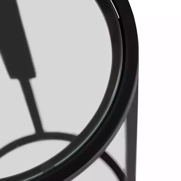 Accent & End Tables-Kirklands Home Metal & Glass Ravalli Drink Table Black