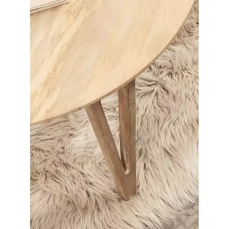 Coffee Tables-Kirklands Home Natural Mango Wood Round Kershaw Coffee Table Tan